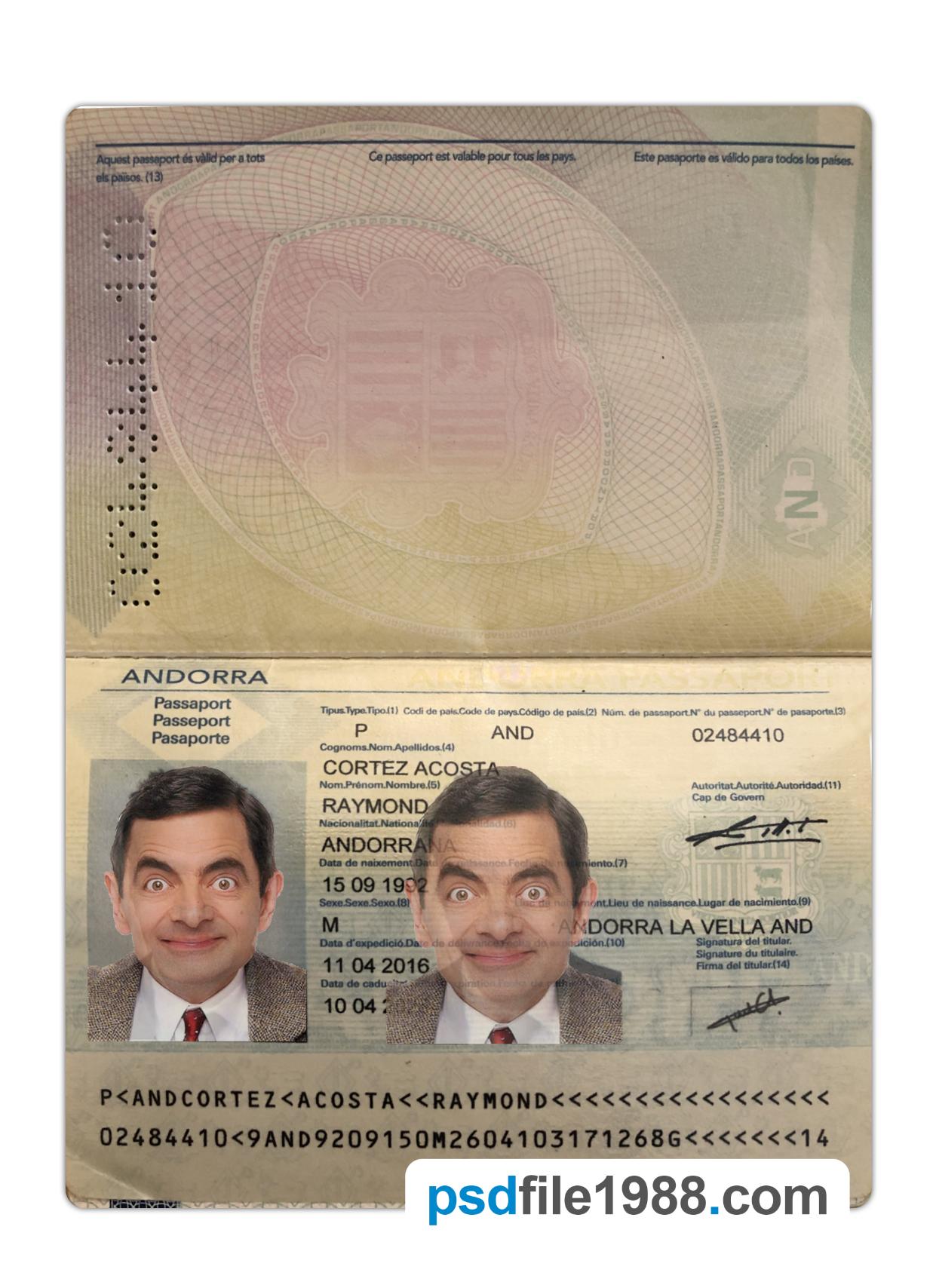 Andorra Passport 2016-Present